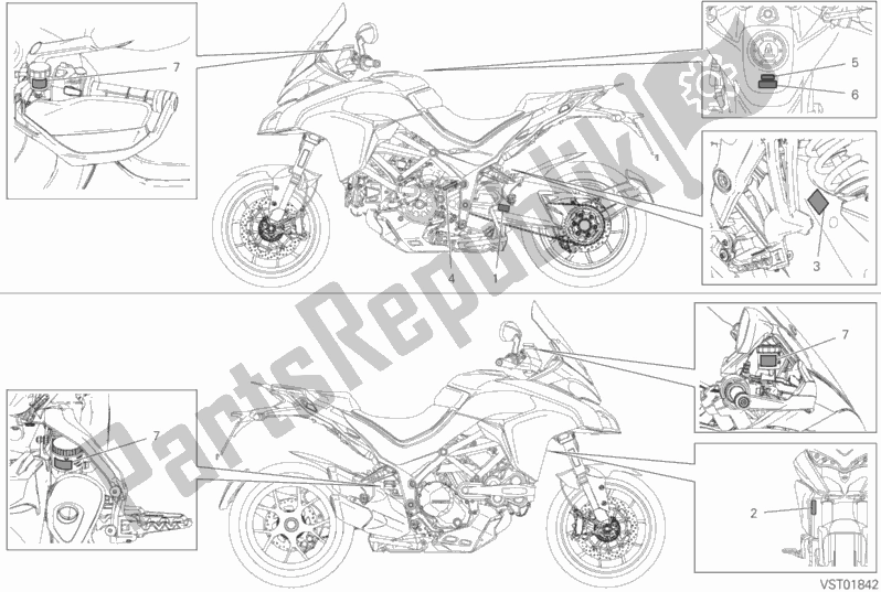 All parts for the Label, Warning of the Ducati Multistrada 1260 S ABS 2018